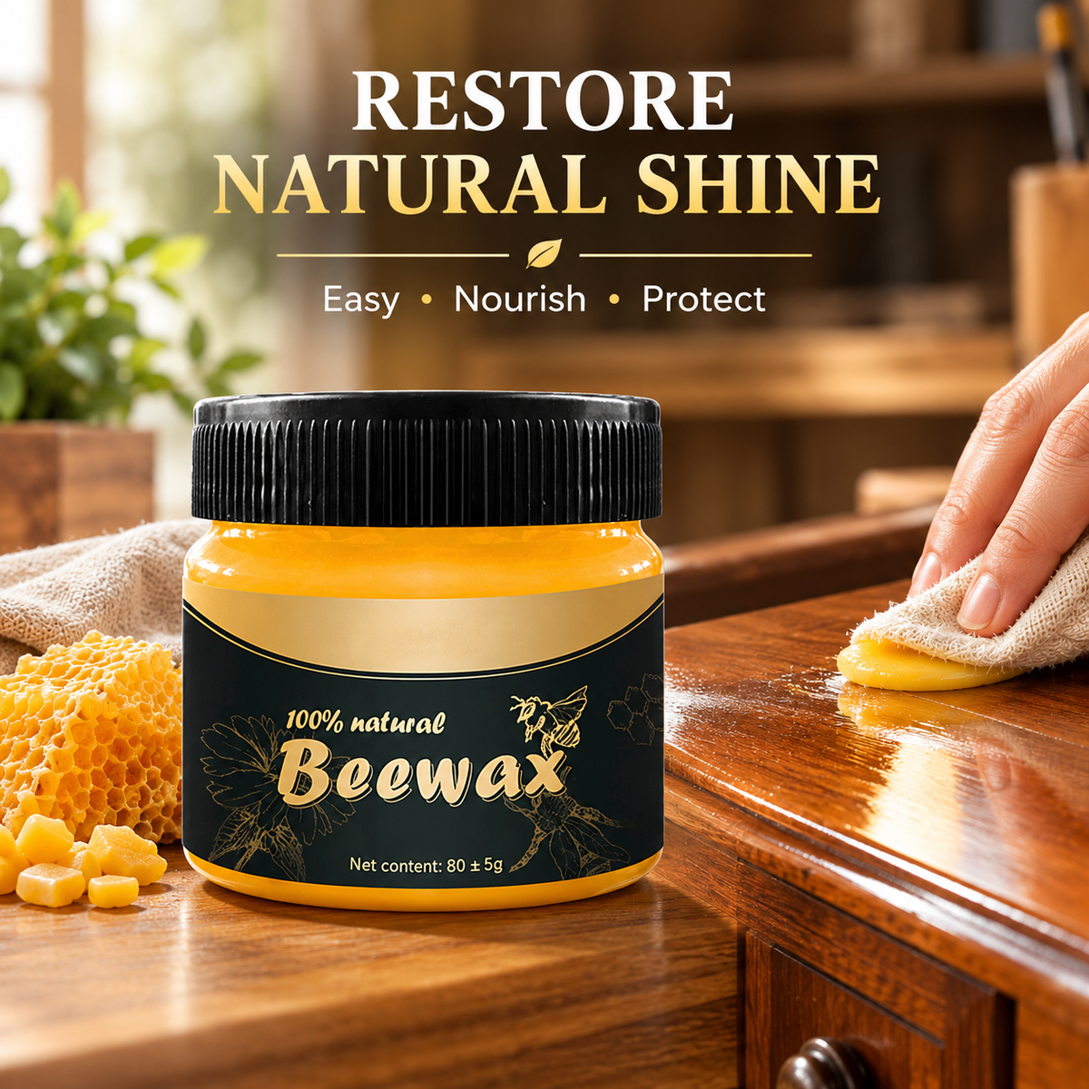 Natural Beeswax Polish – Multipurpose Wood, Leather & Surface Wax